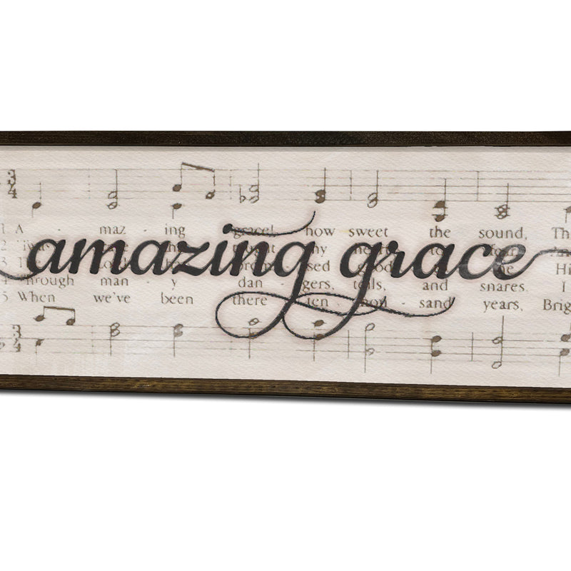 Amazing Grace - Wood Framed Sign - Music Lyrics Sign
