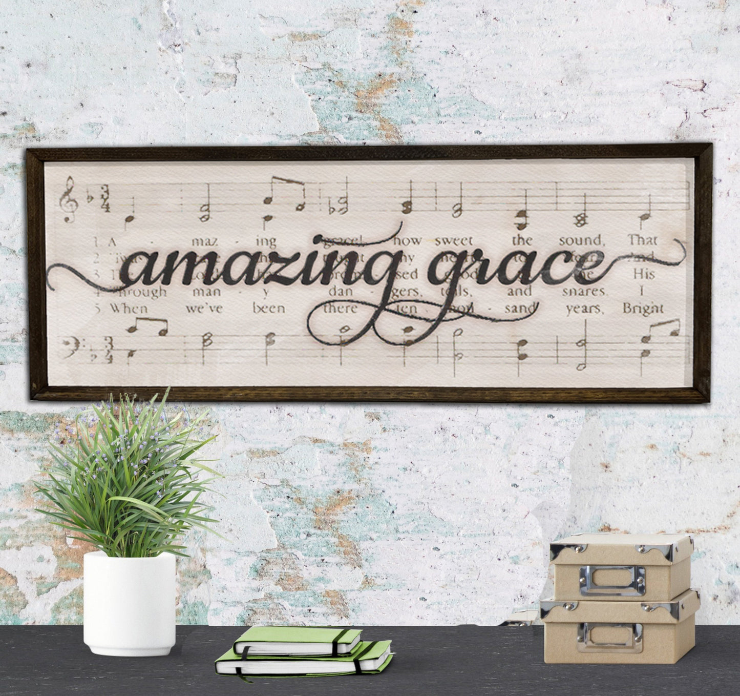 Amazing Grace - Wood Framed Sign - Music Lyrics Sign