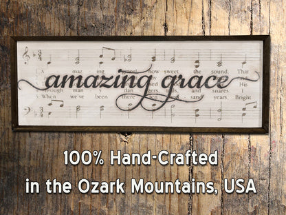 Amazing Grace - Wood Framed Sign - Music Lyrics Sign