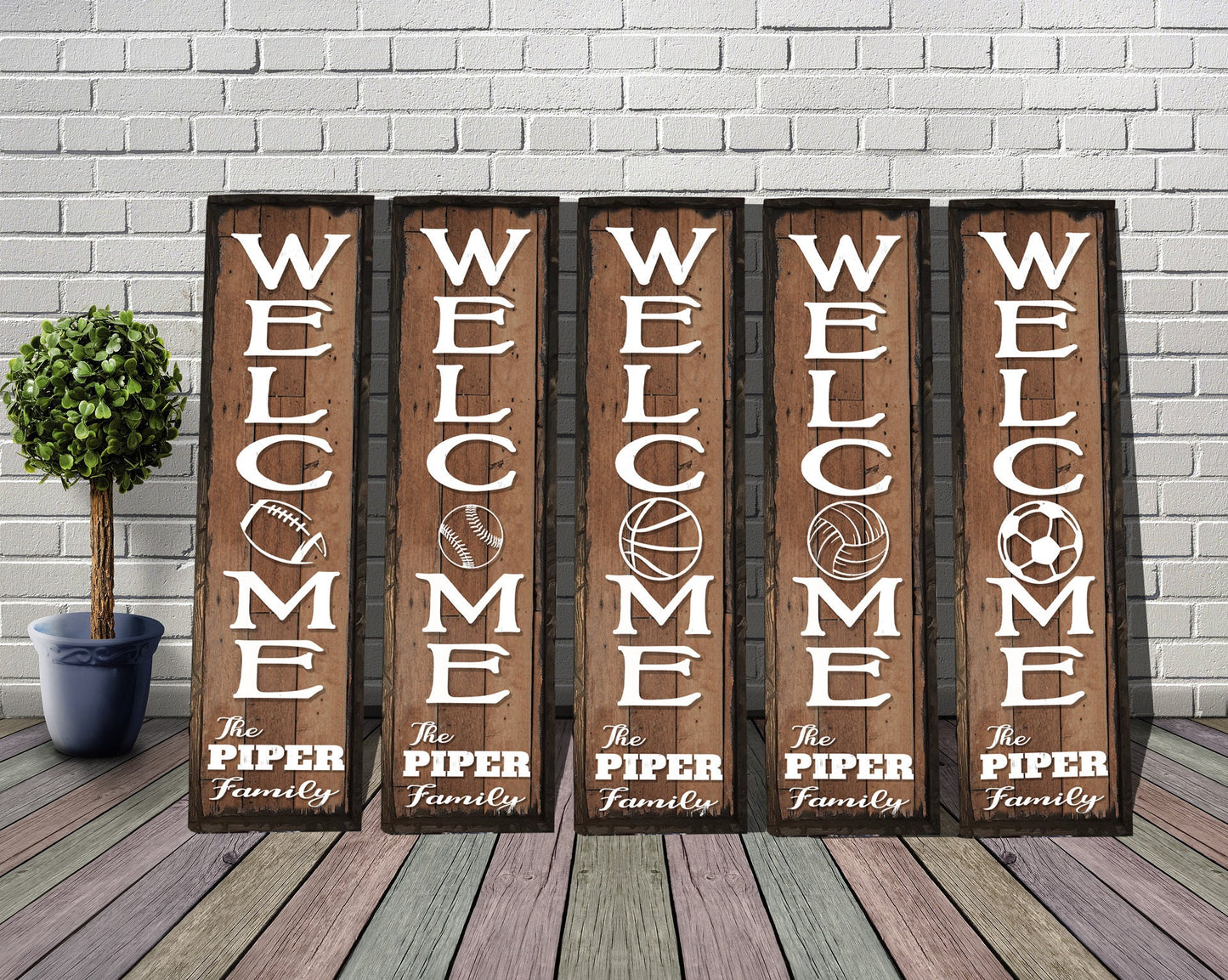 Sports themed Porch signs - with Family Name.