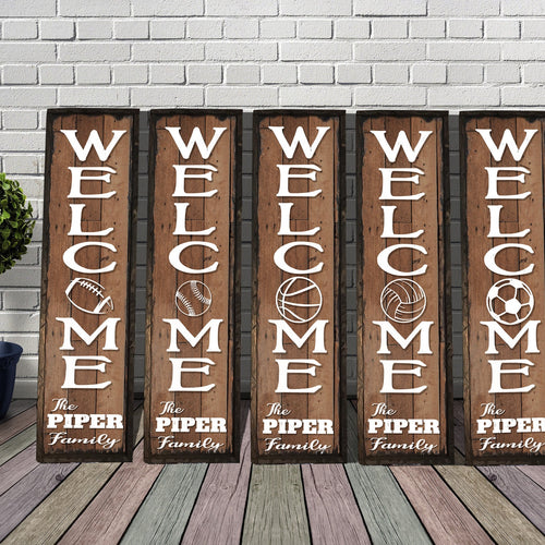 Sports themed Porch signs - with Family Name.