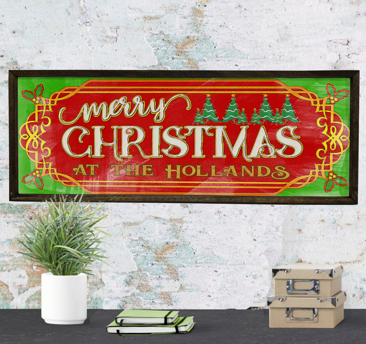 Personalized Christmas Sign - Wood Sign - Framed - Custom Names