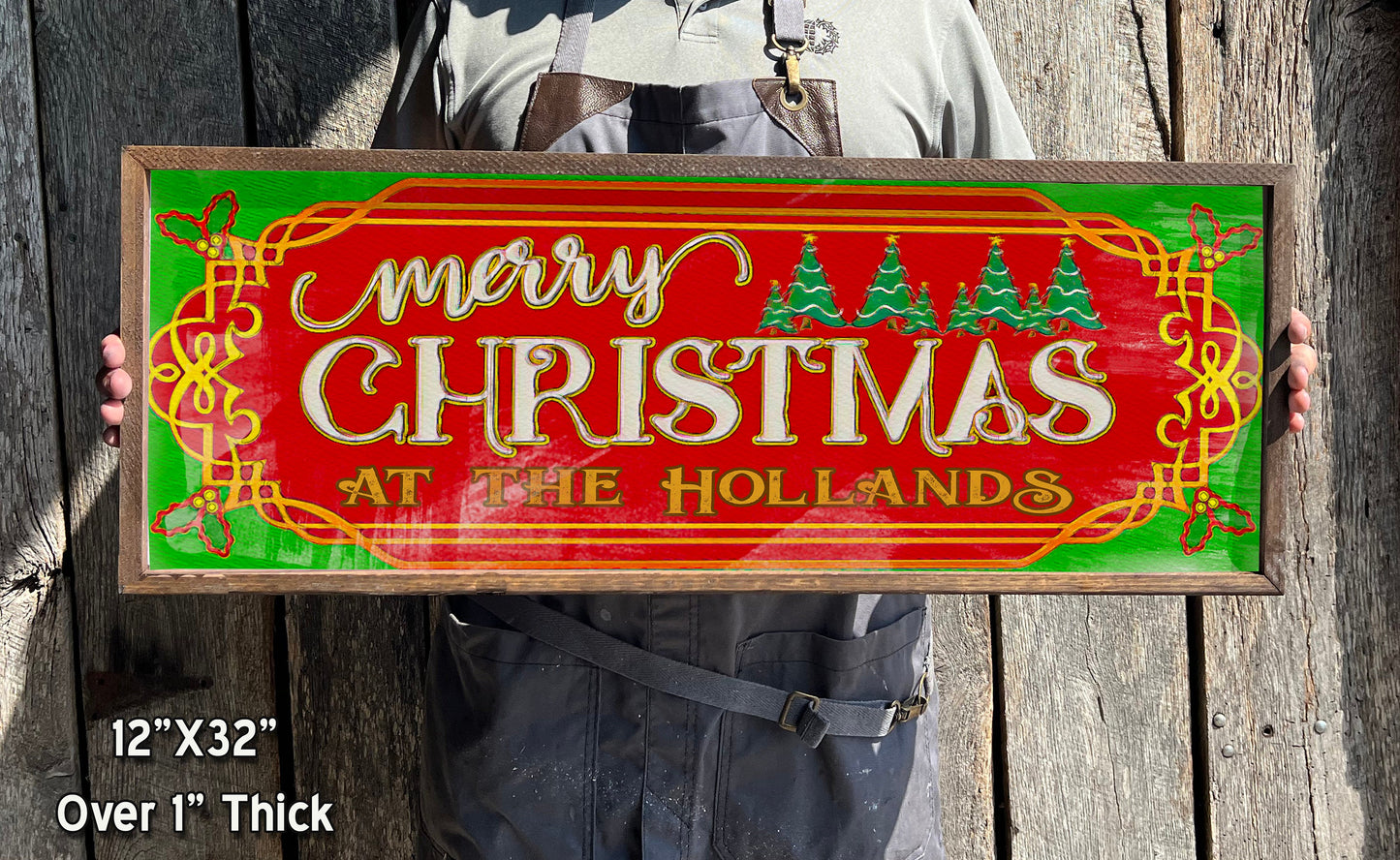 Personalized Christmas Sign - Wood Sign - Framed - Custom Names