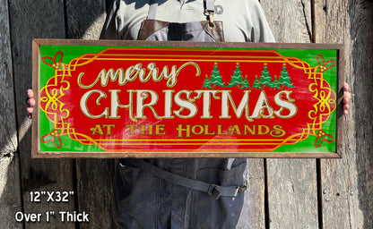 Personalized Christmas Sign - Wood Sign - Framed - Custom Names