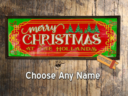 Personalized Christmas Sign - Wood Sign - Framed - Custom Names