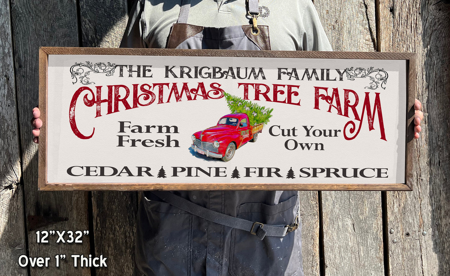 Personalized Christmas Tree Farm Sign - Wooden, Framed Sign