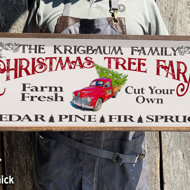 Personalized Christmas Tree Farm Sign - Wooden, Framed Sign