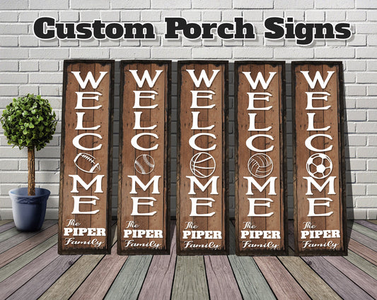 Sports themed Porch signs - with Family Name.