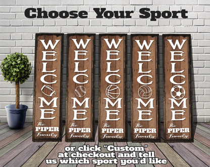 Sports themed Porch signs - with Family Name.