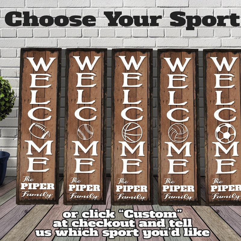 Sports themed Porch signs - with Family Name.