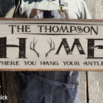 Custom Antlers Deer Sign - Wood Framed Sign - Personalized