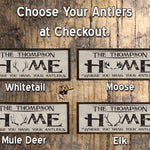 Custom Antlers Deer Sign - Wood Framed Sign - Personalized