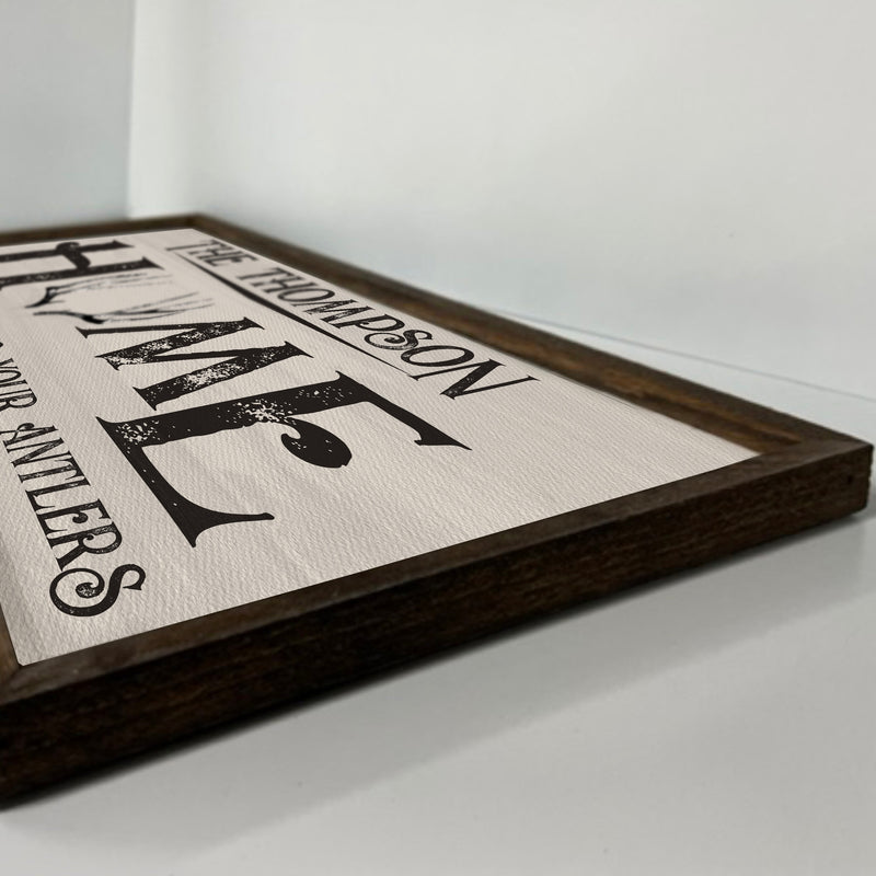 Custom Antlers Deer Sign - Wood Framed Sign - Personalized