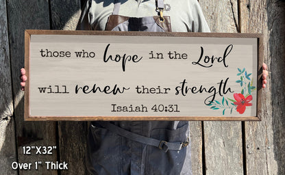 Hope in the Lord - Wood Framed Sign - Isaiah 40:31