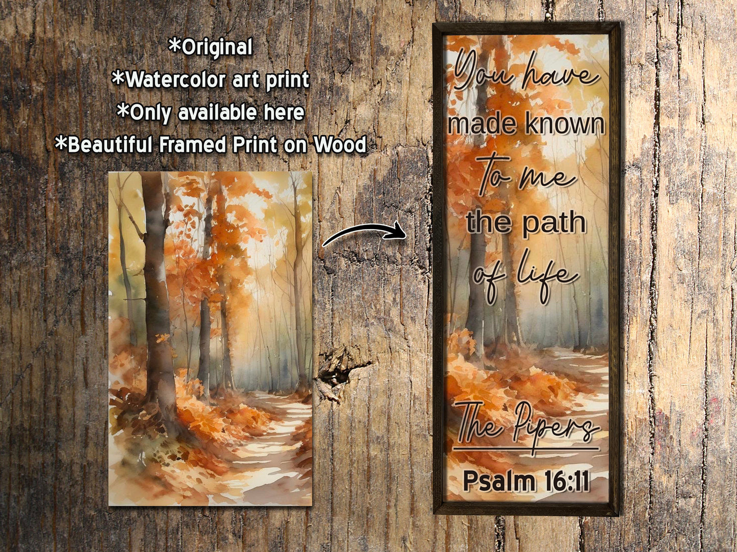 The Path of Life  - Wood Framed Sign - Custom Bible Verse Sign