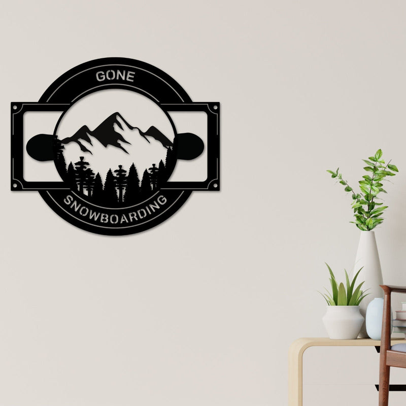 Snowboarding sign, Adventure sign, Cabin Metal Sign, Snowboard Mountain Themed Sign, Traveler gift, Snowboarding, Mountain trees Wall Art