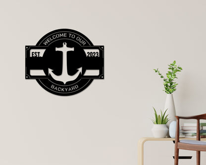 Anchor Metal Sign, Personalized Metal Anchor, Beach House Decor, Anchor Wall Decor, Family Name Metal Sign, Last Name Sign, Front Porch Sign