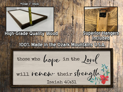 Hope in the Lord - Wood Framed Sign - Isaiah 40:31