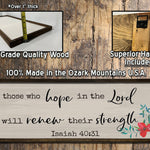Hope in the Lord - Wood Framed Sign - Isaiah 40:31