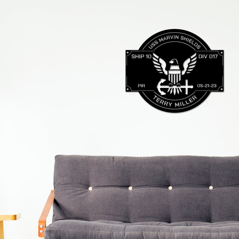 Personalize Navy Anchor Sign, Navy Graduation gift, PIR Sign, Boot camp Graduation, Metal Sign, Military Branch Sign, Pass In Review, USN