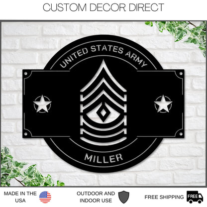 Personalize Army Rank Sign, Army Retirement gift, Army Nameplate, Boot camp Graduation, Metal Sign, Military Branch Sign, US, Gift, Plaque