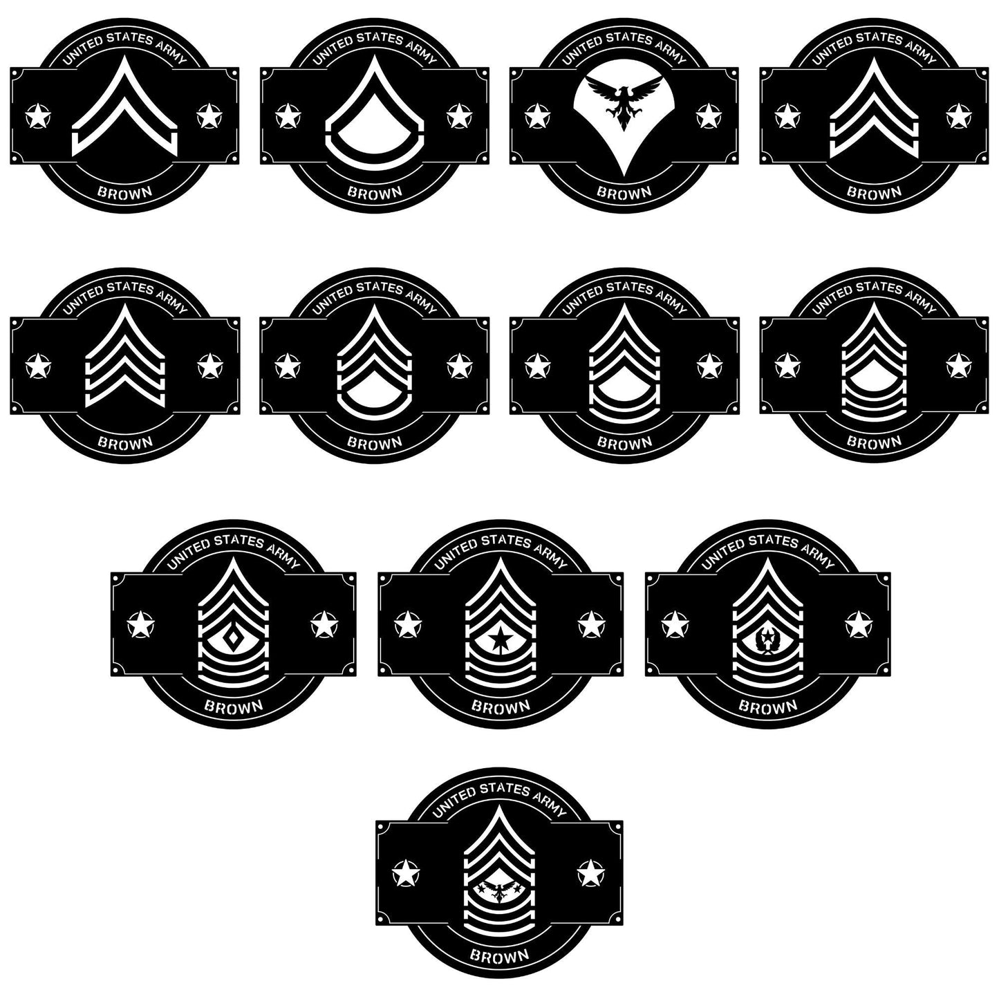 Personalize Army Rank Sign, Army Retirement gift, Army Nameplate, Boot camp Graduation, Metal Sign, Military Branch Sign, US, Gift, Plaque