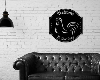 Custom Rooster House Sign, Rooster House Coop Sign, Rooster Decor, Our Little Coop Sign Metal Sign, Chicken Sign, Personalized Coop sign