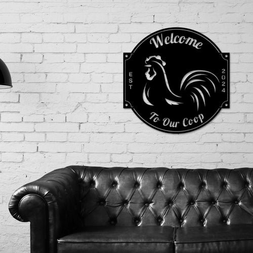 Custom Rooster House Sign, Rooster House Coop Sign, Rooster Decor, Our Little Coop Sign Metal Sign, Chicken Sign, Personalized Coop sign