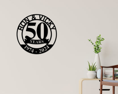 50th Anniversary Sign, Metal Anniversary Sign, Golden Anniversary, 50 Year Anniversary Gift, Wedding Anniversary Metal Wall Art, Celebration