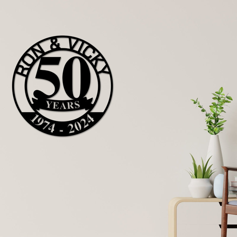 50th Anniversary Sign, Metal Anniversary Sign, Golden Anniversary, 50 Year Anniversary Gift, Wedding Anniversary Metal Wall Art, Celebration