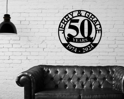 50th Anniversary Sign, Metal Anniversary Sign, Golden Anniversary, 50 Year Anniversary Gift, Wedding Anniversary Metal Wall Art, Celebration