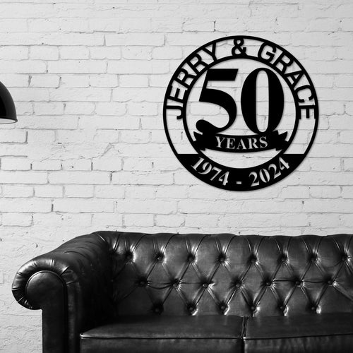 50th Anniversary Sign, Metal Anniversary Sign, Golden Anniversary, 50 Year Anniversary Gift, Wedding Anniversary Metal Wall Art, Celebration