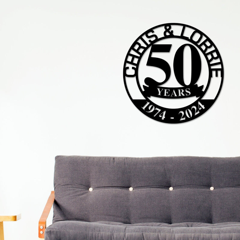 50th Anniversary Sign, Metal Anniversary Sign, Golden Anniversary, 50 Year Anniversary Gift, Wedding Anniversary Metal Wall Art, Celebration