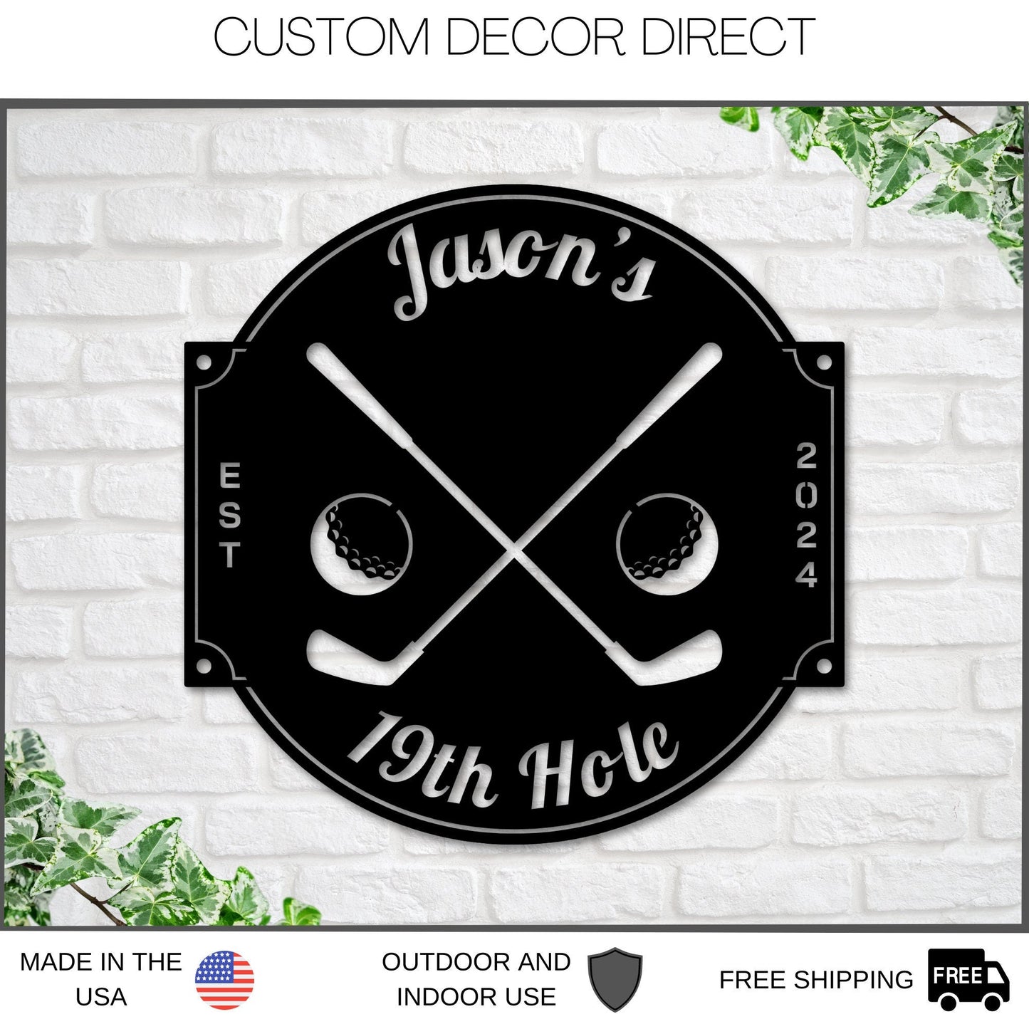 Golf Sign, 19th Hole Sign for him, Personalized Golf Sign, Personalized Golf Decor, Golf Wall Art, Metal Sign, Gift for Dad, Bar Sign, Golf