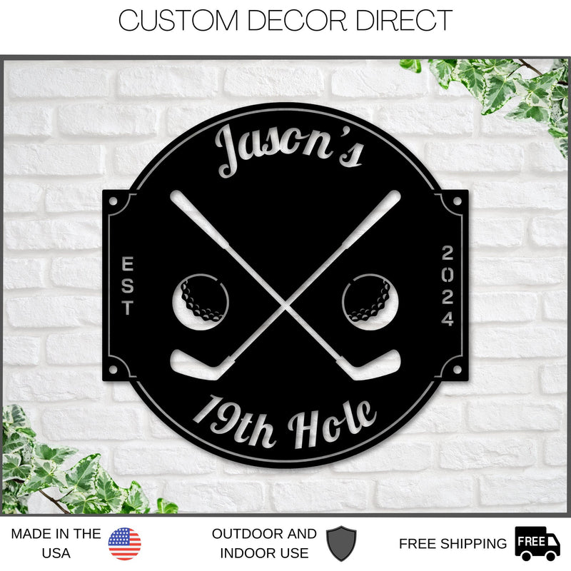 Golf Sign, 19th Hole Sign for him, Personalized Golf Sign, Personalized Golf Decor, Golf Wall Art, Metal Sign, Gift for Dad, Bar Sign, Golf