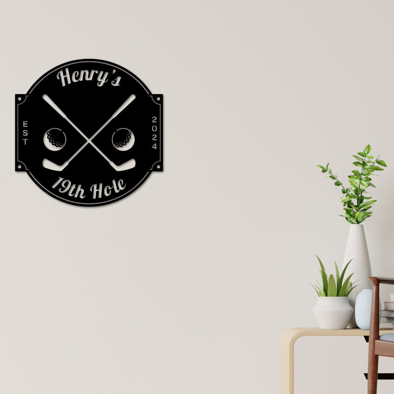 Golf Sign, 19th Hole Sign for him, Personalized Golf Sign, Personalized Golf Decor, Golf Wall Art, Metal Sign, Gift for Dad, Bar Sign, Golf