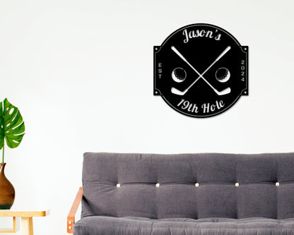 Golf Sign, 19th Hole Sign for him, Personalized Golf Sign, Personalized Golf Decor, Golf Wall Art, Metal Sign, Gift for Dad, Bar Sign, Golf