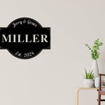 Last Name Sign, Personalized Family Sign, Family Sign With Est Date, Metal Sign, Wedding Gift, Newly Wed Gift, Housewarming Gift, Metal