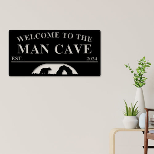 Custom Cave Sign, Man Cave Sign, Bear Cave Sign Metal Sign, Personalized Man Cave Sign, Gift For Dad, Fathers Day sign, Welcome to Man Cave