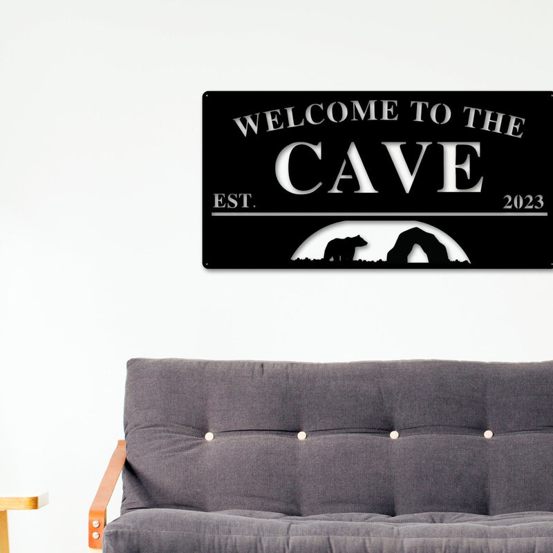 Custom Cave Sign, Man Cave Sign, Bear Cave Sign Metal Sign, Personalized Man Cave Sign, Gift For Dad, Fathers Day sign, Welcome to Man Cave
