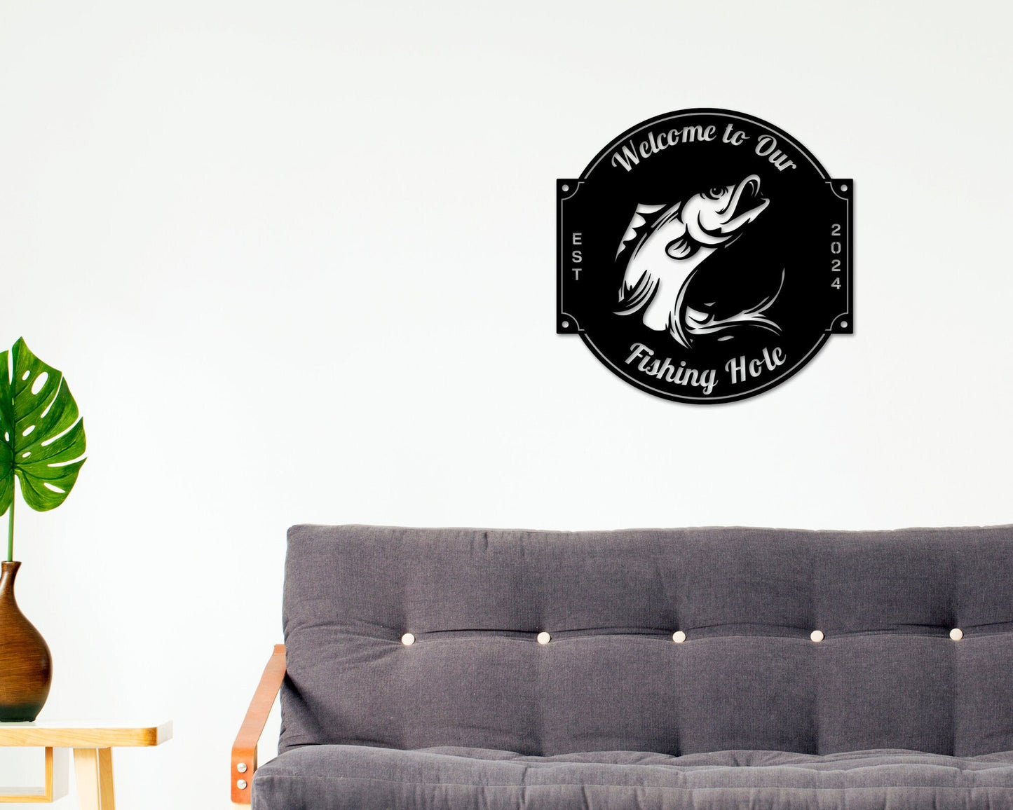 Fishing Monogram, Fish Sign, Custom Fishing Sign, Custom Fish Sign, Personalized Sign, Camp Sign, Gift For Dad, Husband, Fish Camp Sign