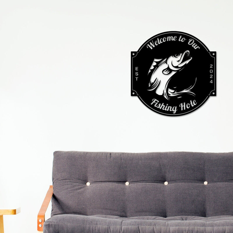 Fishing Monogram, Fish Sign, Custom Fishing Sign, Custom Fish Sign, Personalized Sign, Camp Sign, Gift For Dad, Husband, Fish Camp Sign