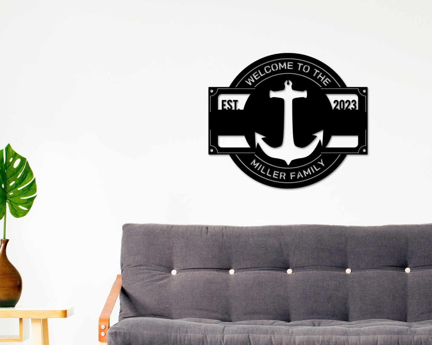 Anchor Metal Sign, Personalized Metal Anchor, Beach House Decor, Anchor Wall Decor, Family Name Metal Sign, Last Name Sign, Front Porch Sign