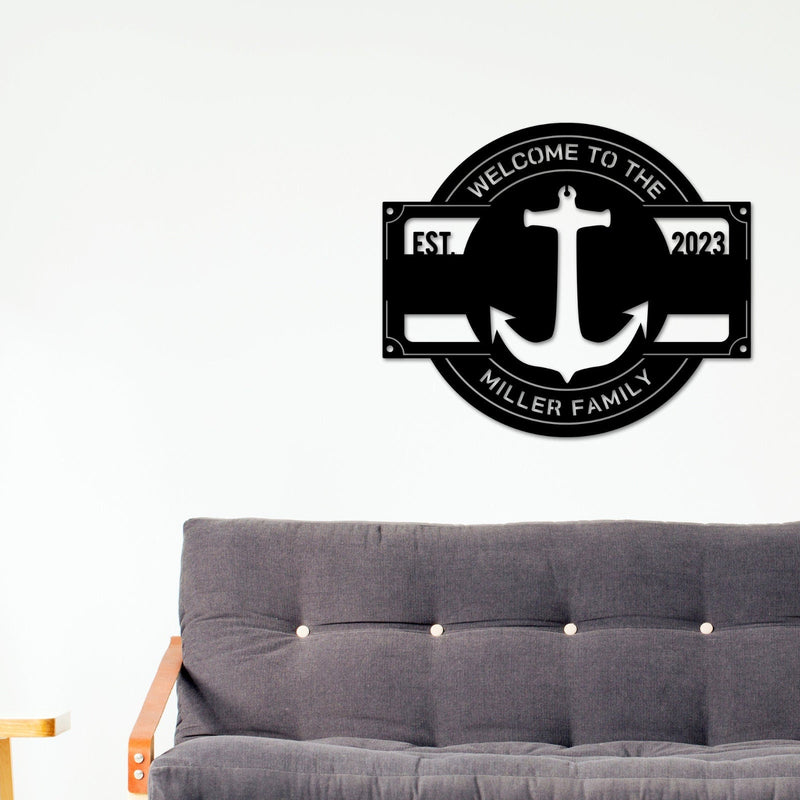Anchor Metal Sign, Personalized Metal Anchor, Beach House Decor, Anchor Wall Decor, Family Name Metal Sign, Last Name Sign, Front Porch Sign
