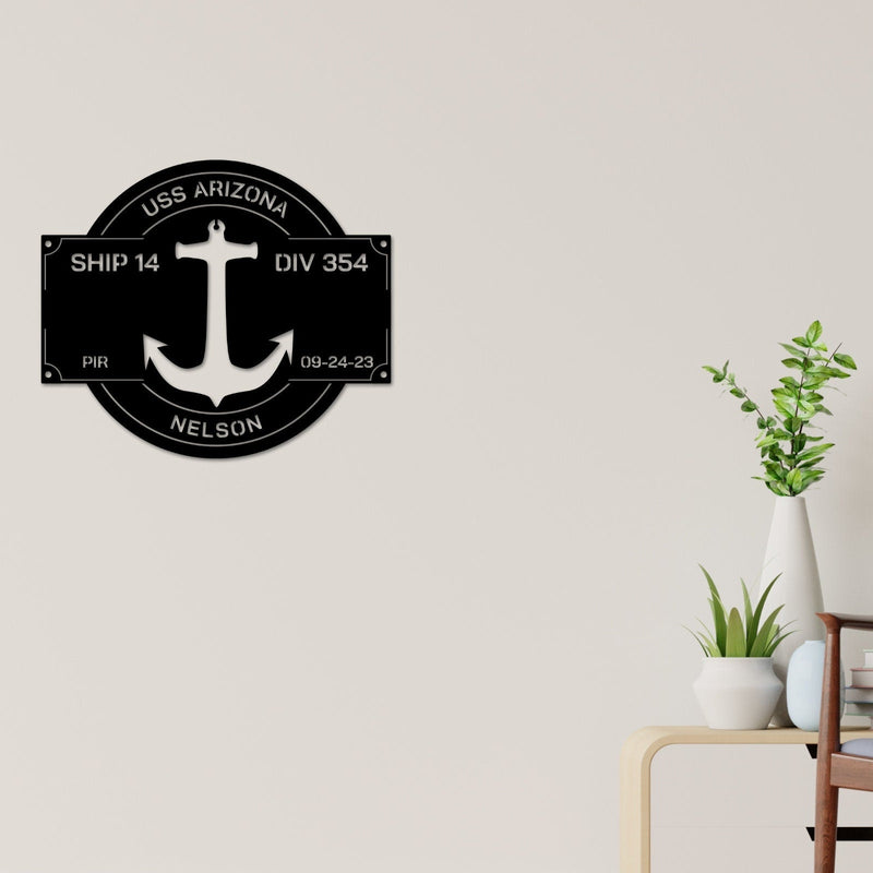 Navy Graduation gift, Personalize Navy Anchor Sign, PIR Sign, Boot camp Graduation, Metal Sign, Military Branch Sign, Pass In Review, USN