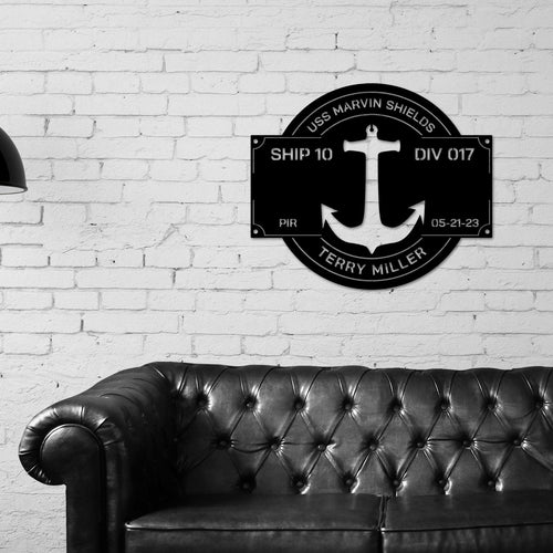 Navy Graduation gift, Personalize Navy Anchor Sign, PIR Sign, Boot camp Graduation, Metal Sign, Military Branch Sign, Pass In Review, USN