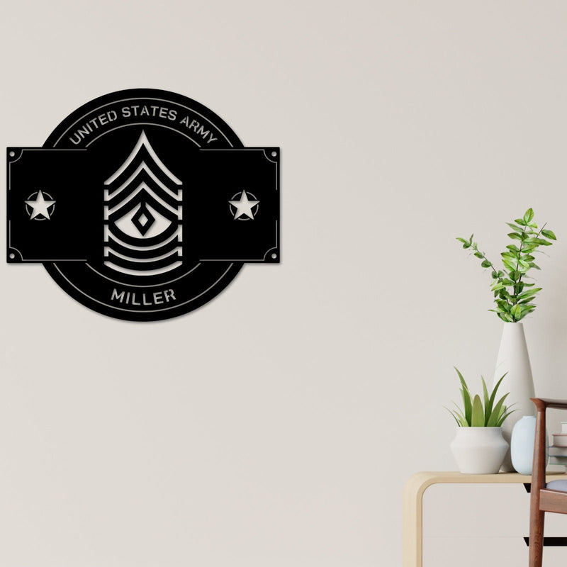 Personalize Army Rank Sign, Army Retirement gift, Army Nameplate, Boot camp Graduation, Metal Sign, Military Branch Sign, US, Gift, Plaque
