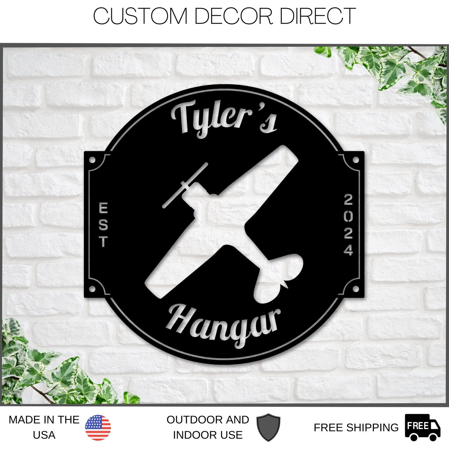 Airplane Sign, Personalized Pilot Name Sign, Custom Aviation Lover, Airplane Hangar Sign, Man Cave Sign, Airplane Sign, Personalized Plane
