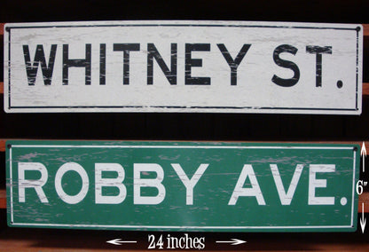 Custom, Personalized, Metal Street Sign. Vintage Green or White.