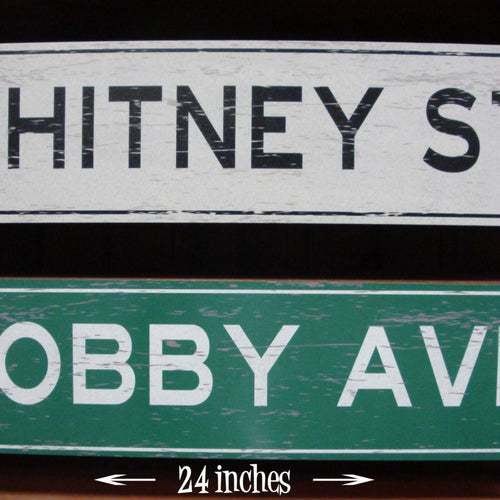 Custom, Personalized, Metal Street Sign. Vintage Green or White.